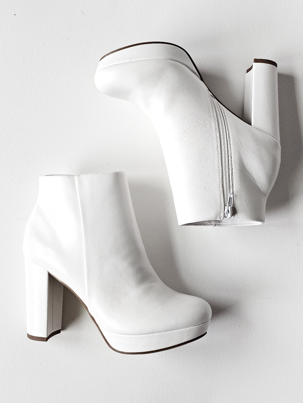 Dream Pairs White Platform Ankle Boots Block Heel Zip 7.5 NWOT